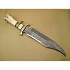 15-Inch Damascus Steel Hunting Knife with Camel Bone Handle