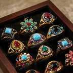 12-Piece Assorted Bohemian-Style Fashion Ring Lot
