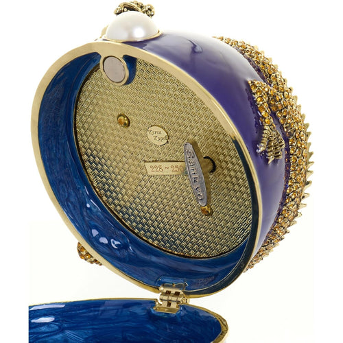 24k Fabergé Style Blue Dragon Musical Egg Trinket Box