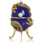 24k Fabergé Style Blue Dragon Musical Egg Trinket Box