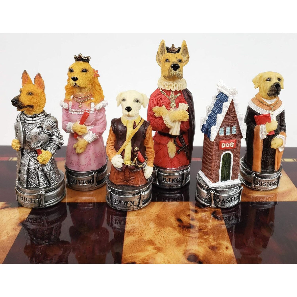 Royal Cats vs Dogs Hand-Painted Chess Set