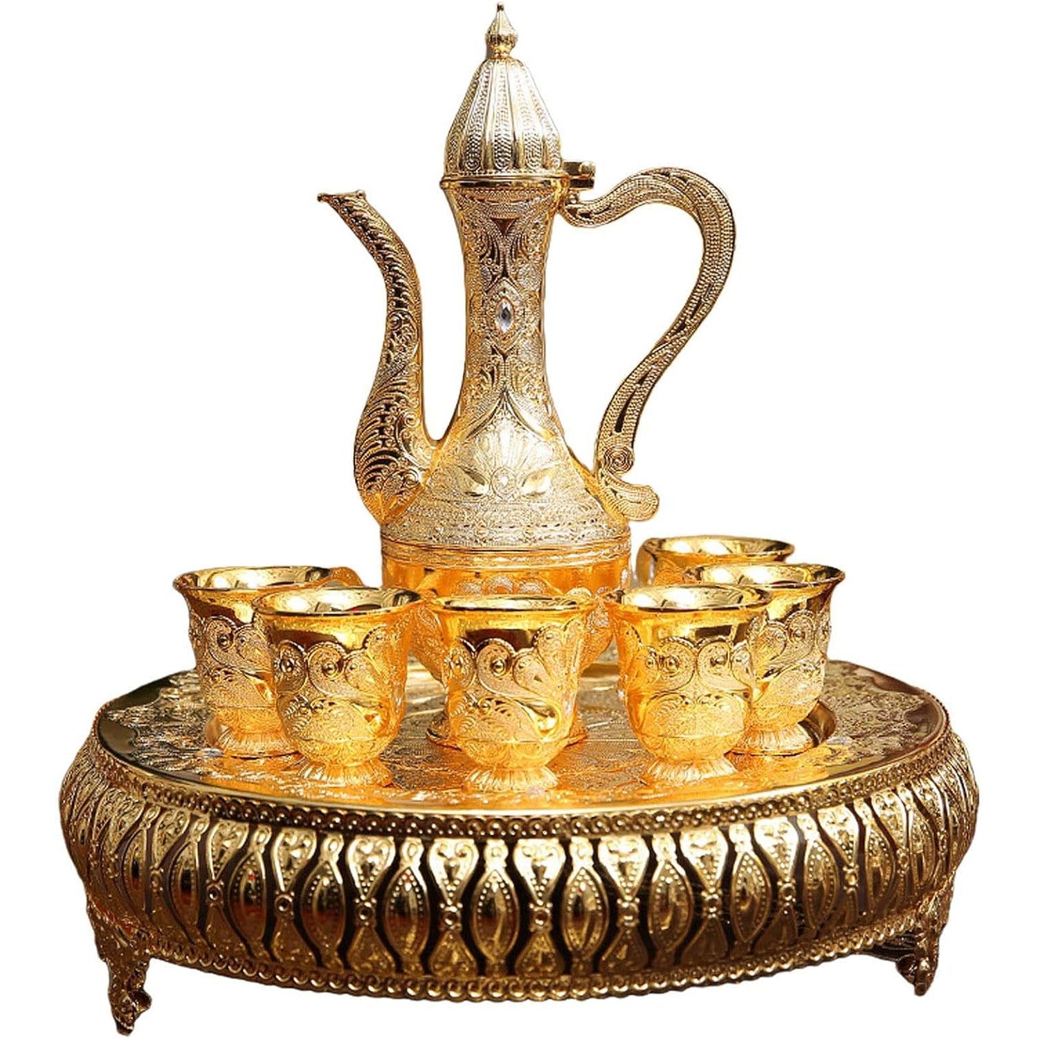 Golden Coffee Tea Set with Tray