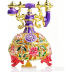 Vintage-Style Enameled Rhinestone Telephone Trinket Box