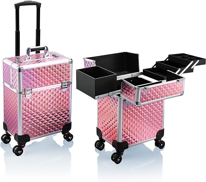 Large Rolling Cosmetic Trolley 4 Trays