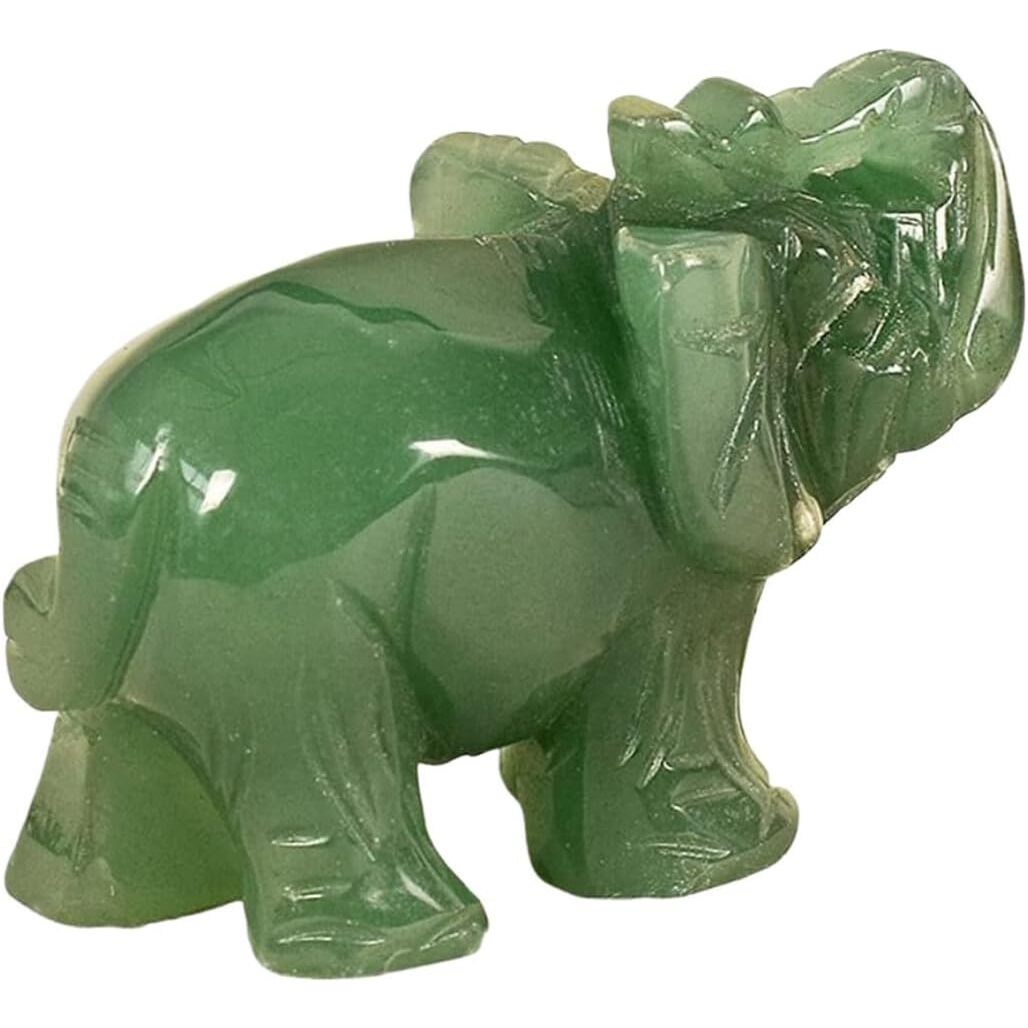 Hand Carved Green Jade Elephant Natural Stone
