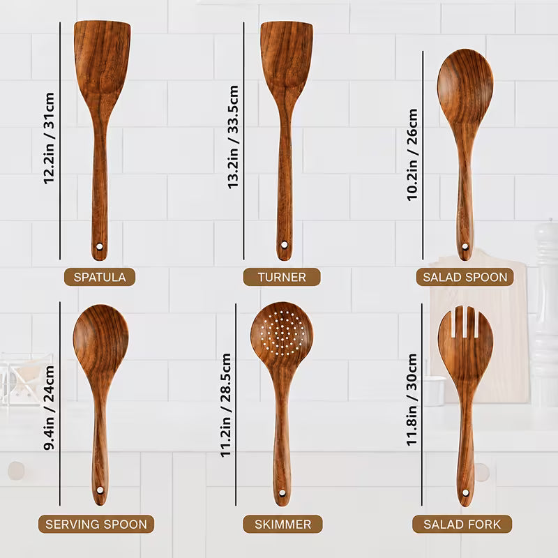 6-Piece Wooden Kitchen Utensil Set