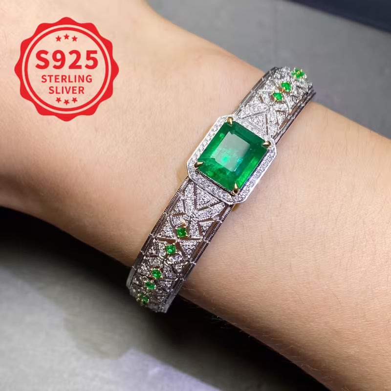 925 Sterling Silver Green Moissanite Bracelet