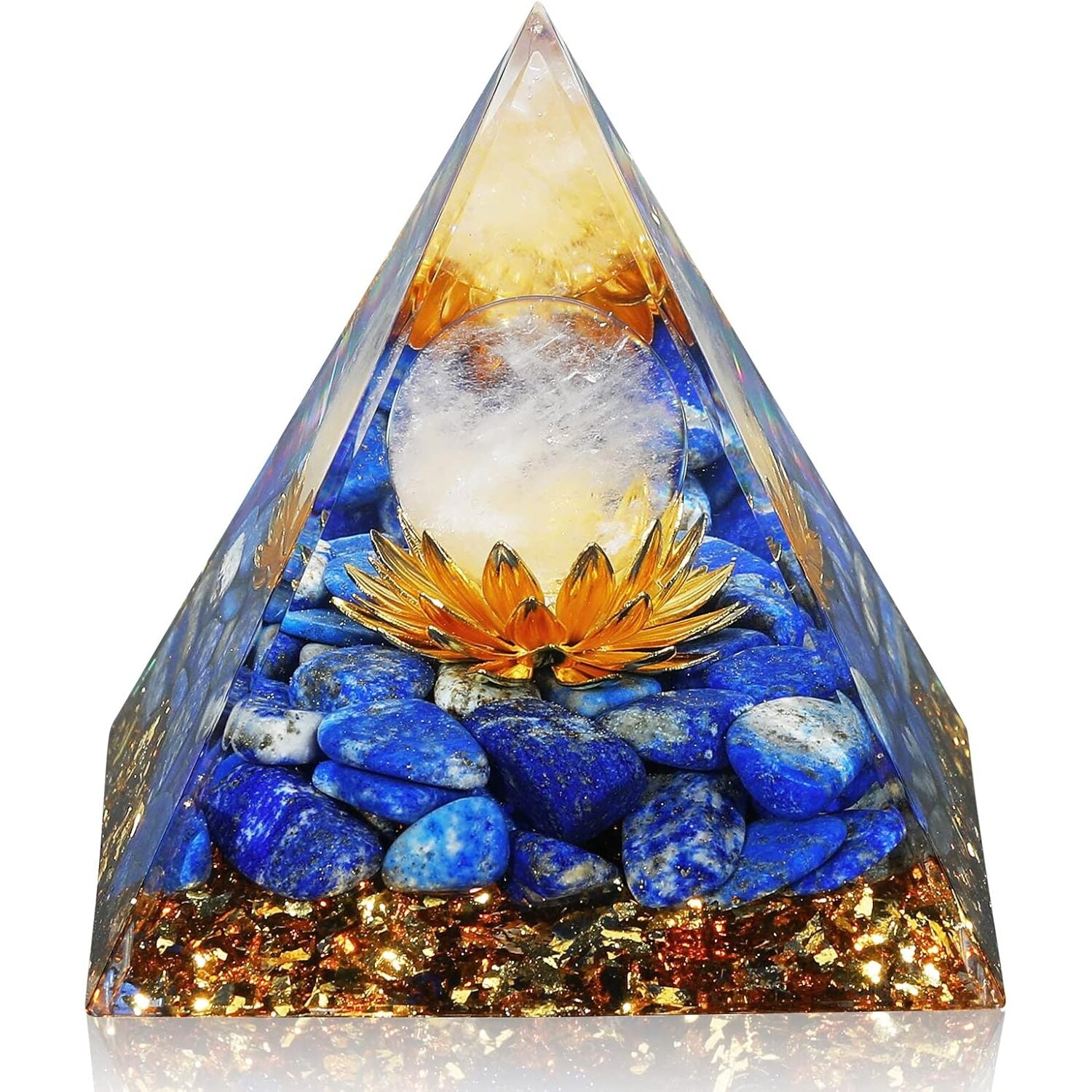 White Crystal and Lapis Lazuli Pyramid