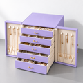 Large 5-Drawer Faux Leather Jewelry Organizer Box