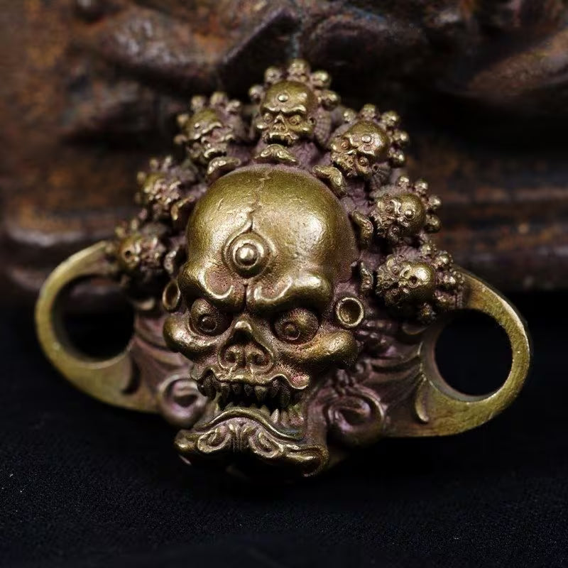 Tibetan-Style Citipati Skull Copper Alloy Ornament