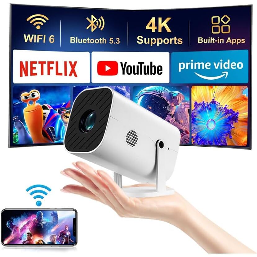 Mini 4K Projector 1080P WiFi Bluetooth