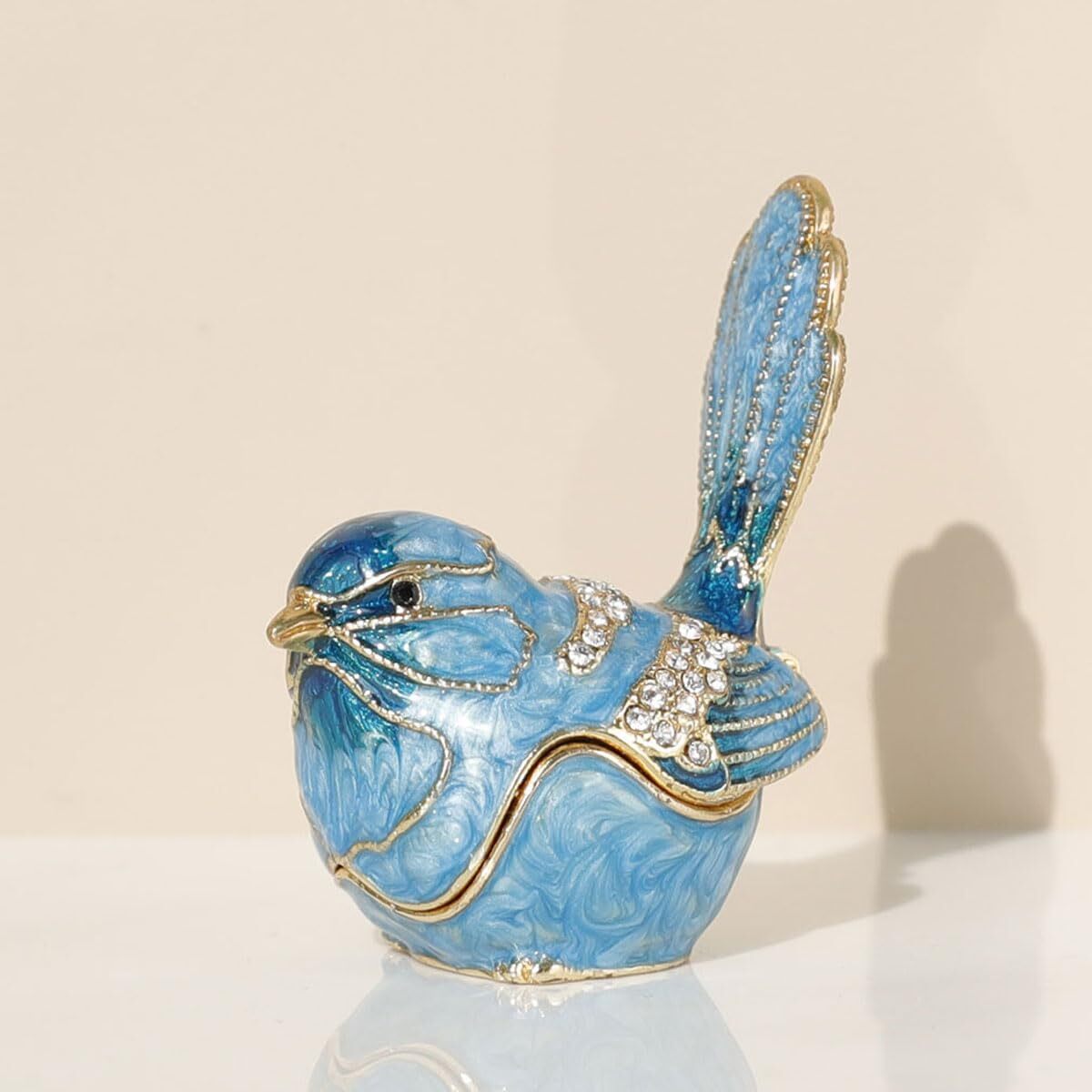 Hand-Painted Blue Bird Rhinestone Keepsake