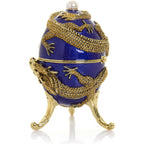 24k Fabergé Style Blue Dragon Musical Egg Trinket Box