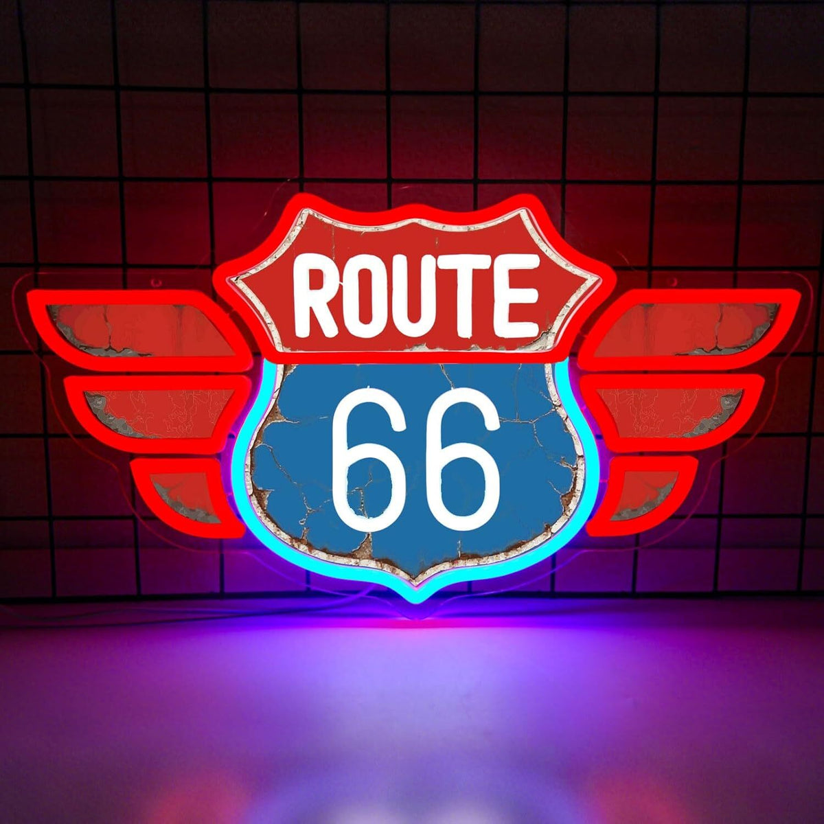 Route 66 LED Neon Sign Vintage Style Light Display