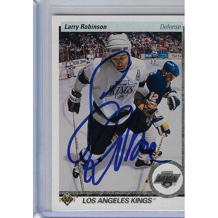 Larry Robinson Signed 1990-91 Los Angeles Kings Hockey Card