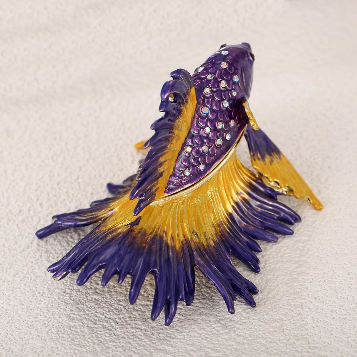 Crowntail Fish Trinket Box Hand Painted