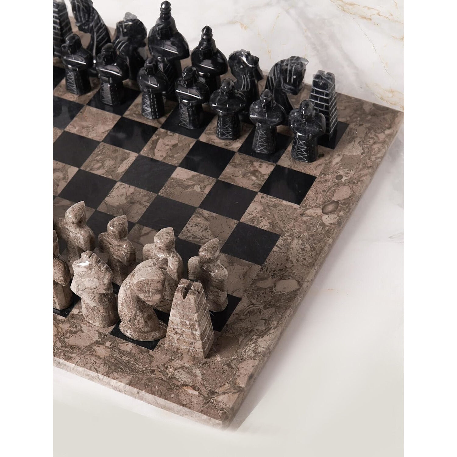 Handmade Marble Chess Set with Storage Box