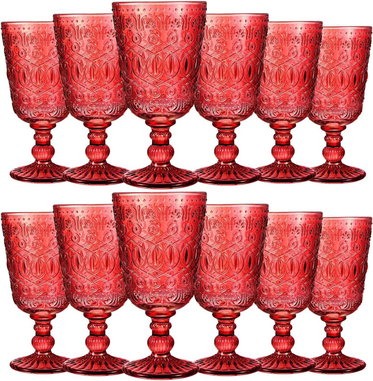 A Dozen Red Goblet Vintage Glassware