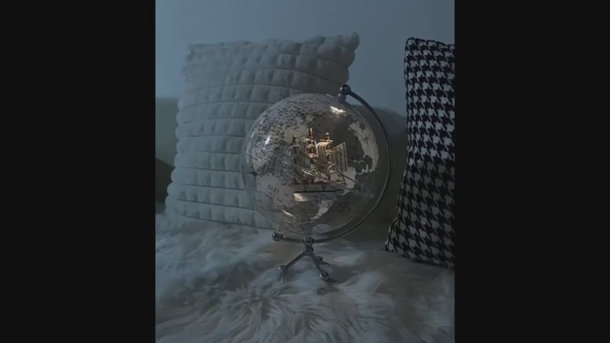 Illuminated World Globe with Metal Stand