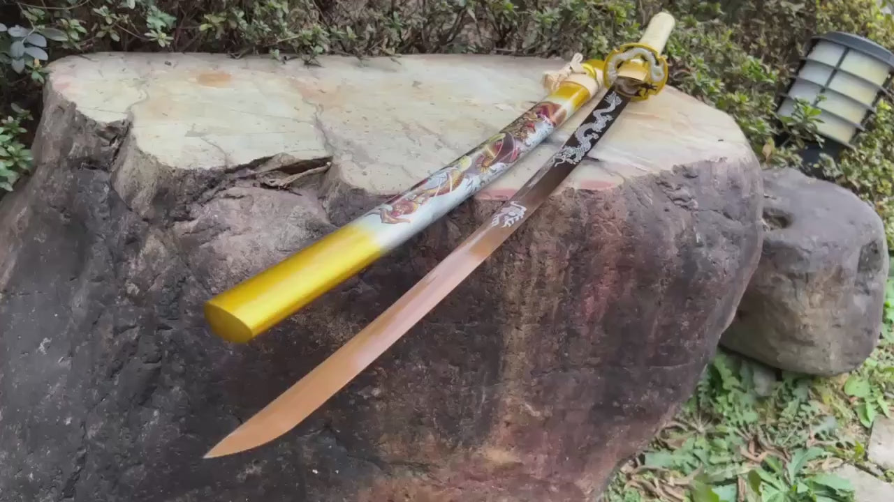 Handmade Carbon Steel Katana with Dragon Scabbard