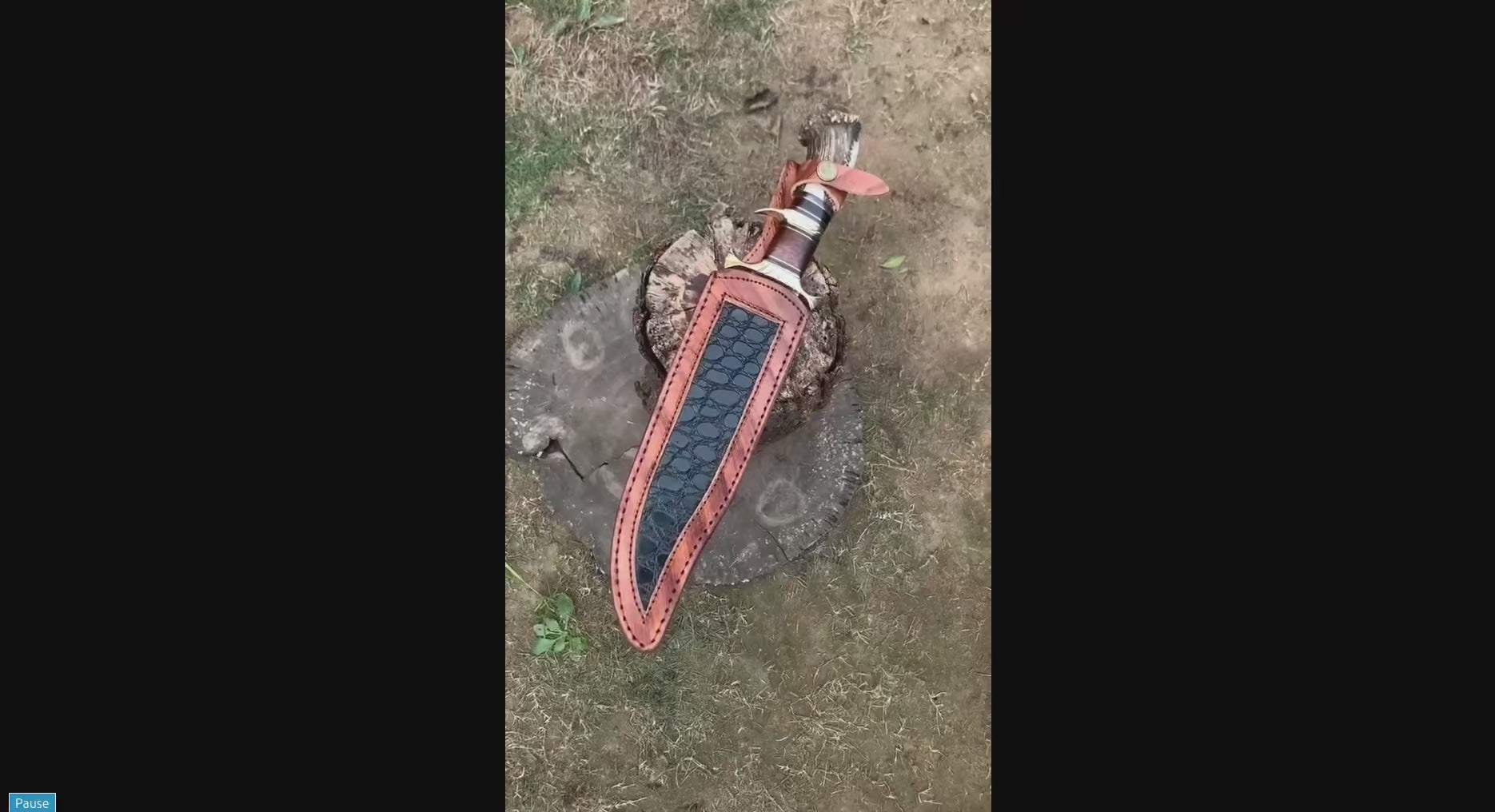 Handcrafted Damascus Steel Bowie Knife with Stag Horn