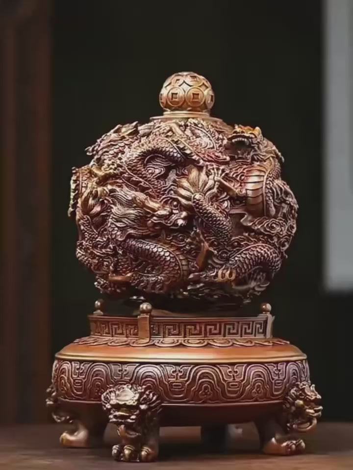 Nine Dragons Qiankun 360° Rotating Sculpture