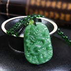 Green Dragon Carved Stone Pendant Talisman