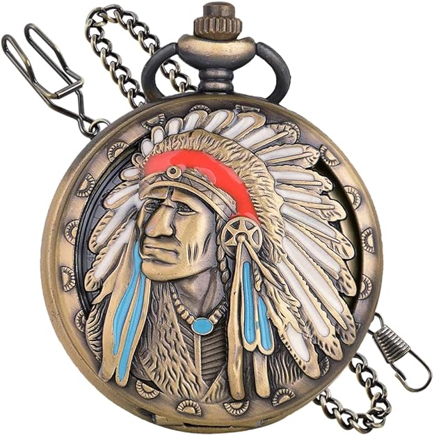 Native American Engraved July 4 Pocket Watch
