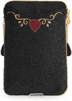 Queen of Hearts Beaded Mini Crossbody Bag