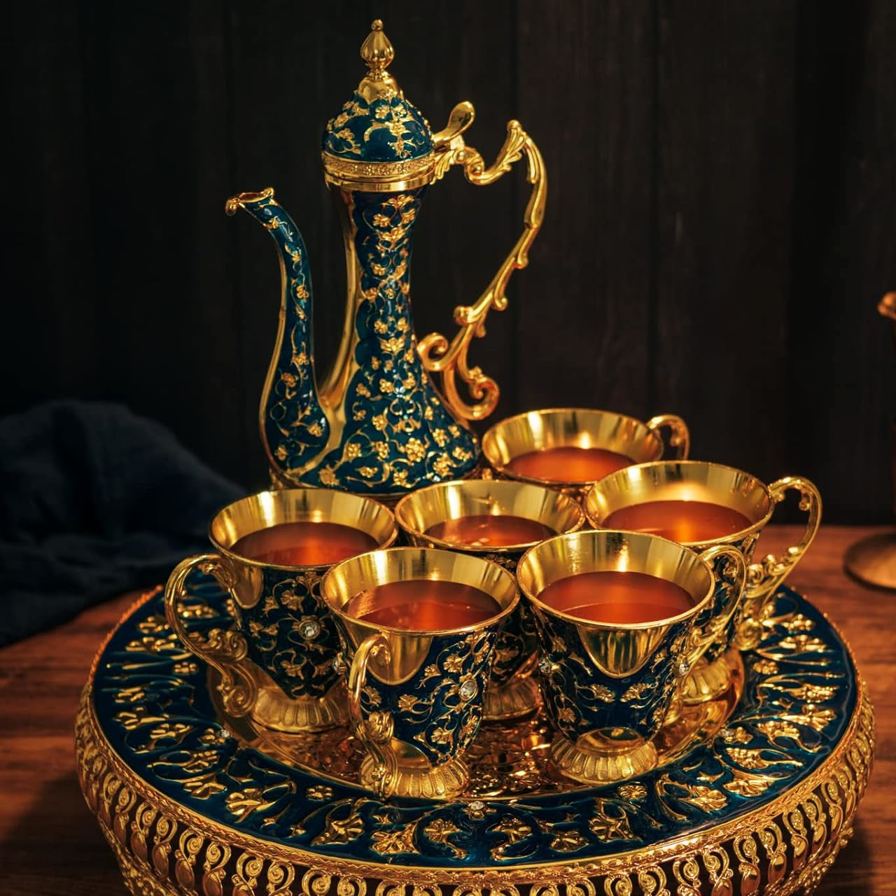 Vintage Turkish Coffee & Tea Pot Set with Swarovski Crystals