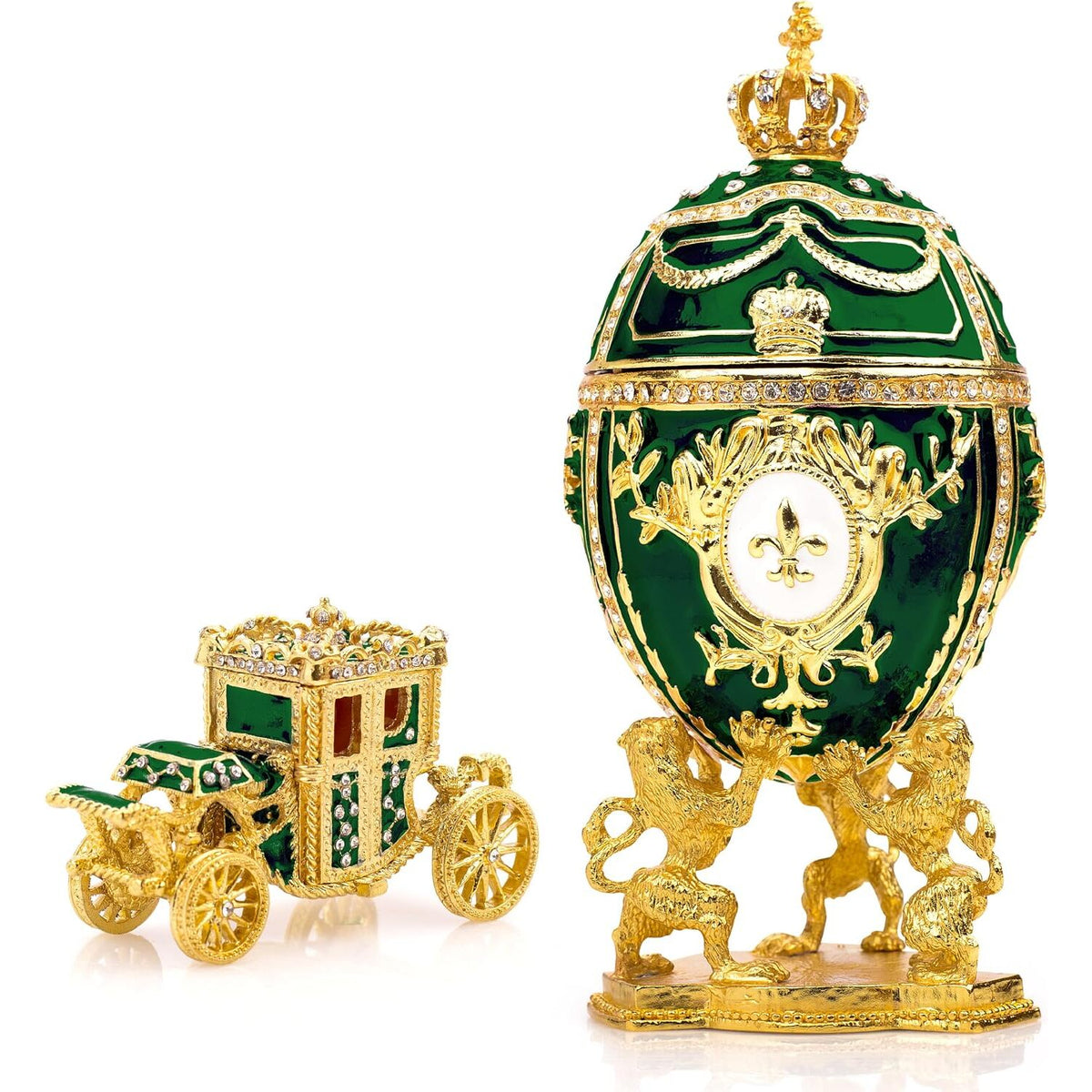 Faberge Style Egg & Carriage Trinket