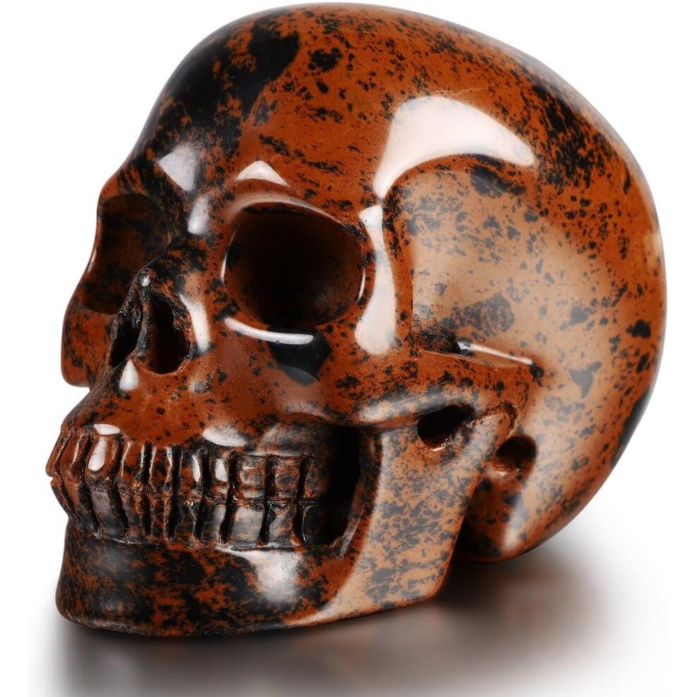 Red Obsidian Hand Carved Gemstone Skull