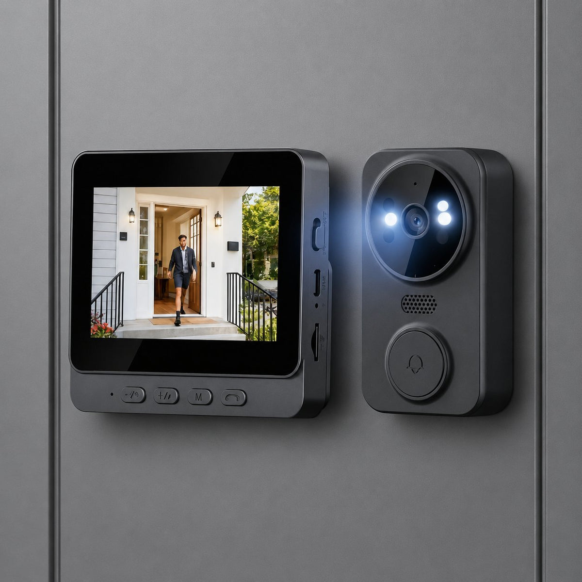 Wireless Video Doorbell Camera System with Monitor