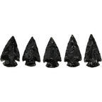 5 Hand-Knapped Black Obsidian Arrowheads
