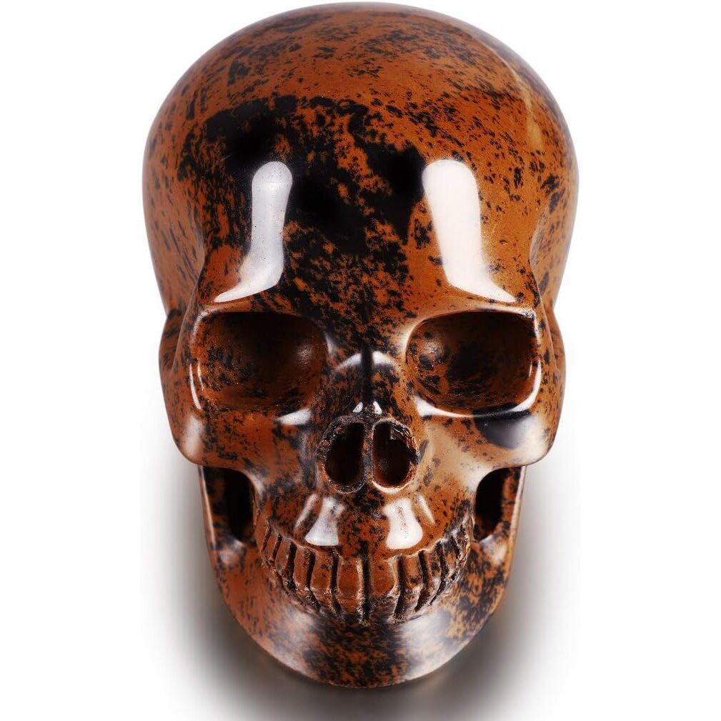 Red Obsidian Hand Carved Gemstone Skull
