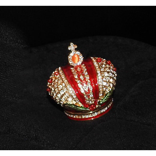 Enameled Royal Crown with Rhinestones Trinket Box