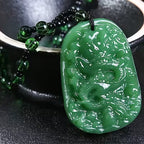 Green Dragon Carved Stone Pendant Talisman